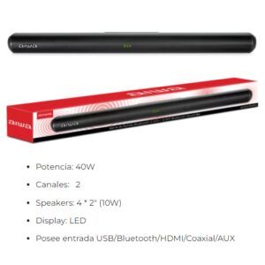 Barra de Sonido Aiwa Bluetooth AWSBH20 40w